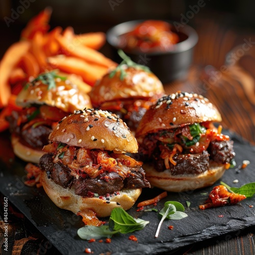 Delectable Korean BBQ Beef Sliders   Kimchi Fusion Platter for Foodies Delight