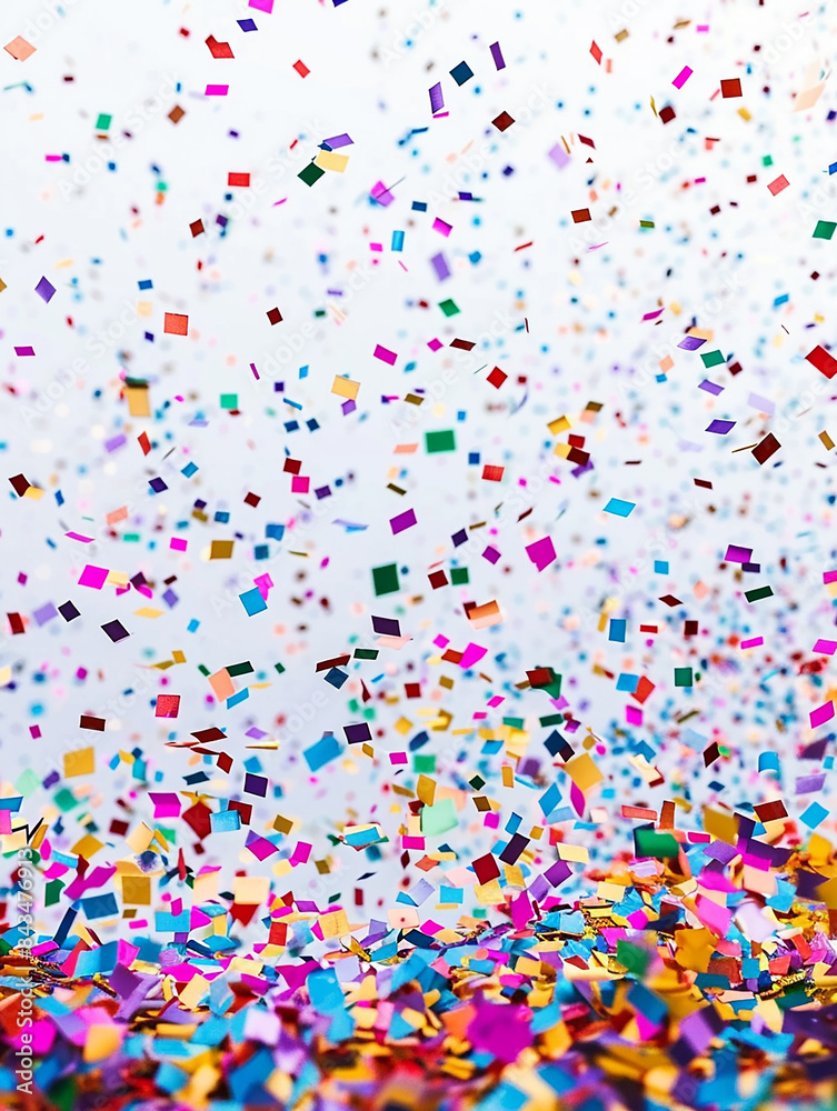 coloured confetti as a white New Year's background. AI generative. coloured confetti as a white New Year's background. AI generative.