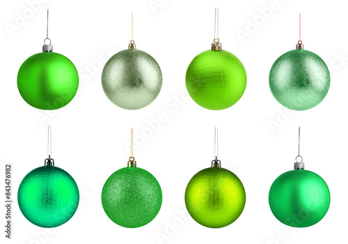 Decorative Christmas balls isolated on white, set