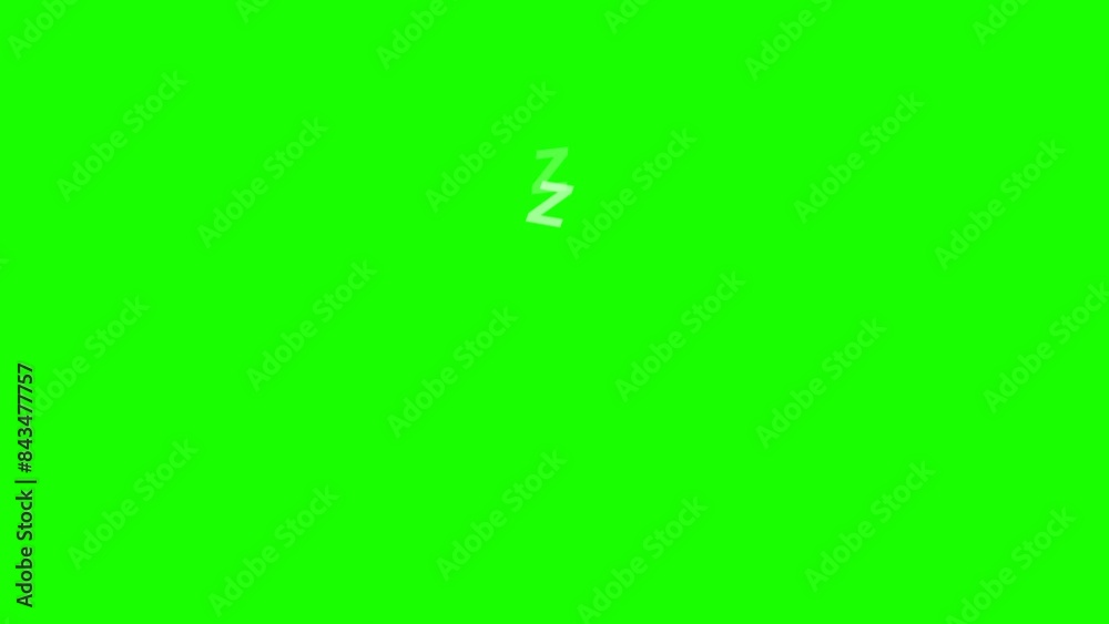 Z text for sleeping animation on green background. Loop. Z text for sleeping animation on green background. Loop.