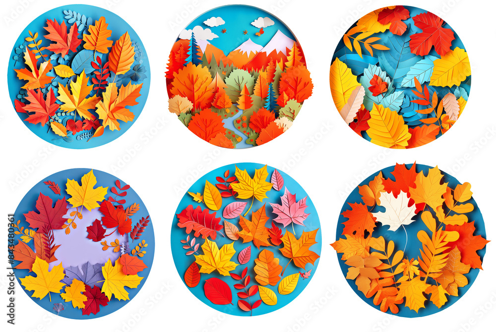 Papercraft set. Autumn, fall, seasons, concept. Papercraft set. Autumn, fall, seasons, concept.
