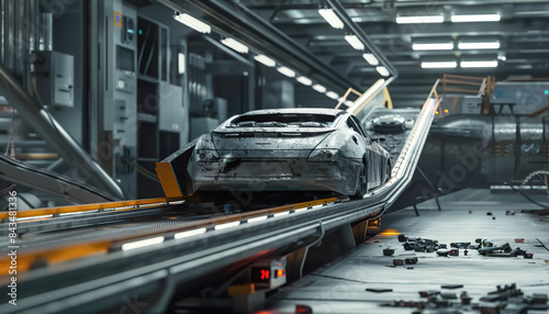 Production line recycle industry with old car.evolution with environment
