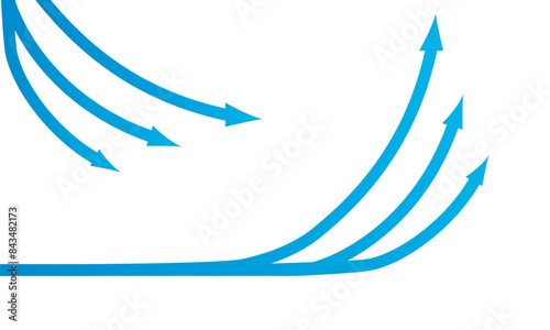 Blue arrows pointing up. Blue arrows clean fresh air flow collection. Flat style curved arrow icon vector isolated.