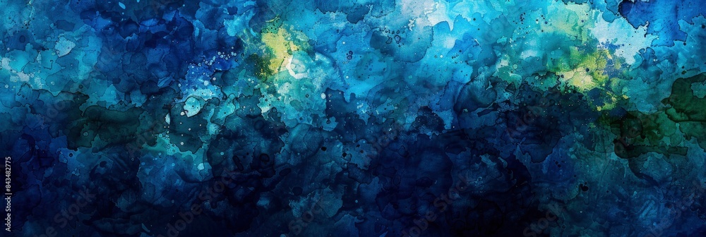 Fototapeta premium Abstract Watercolor Inspired By Aquatic Life, In Deep Blues And Shimmering Greens, Evoking The Beauty Of The Ocean , HD Wallpapers, Background Image