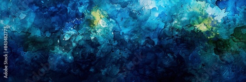 Abstract Watercolor Inspired By Aquatic Life  In Deep Blues And Shimmering Greens  Evoking The Beauty Of The Ocean   HD Wallpapers  Background Image