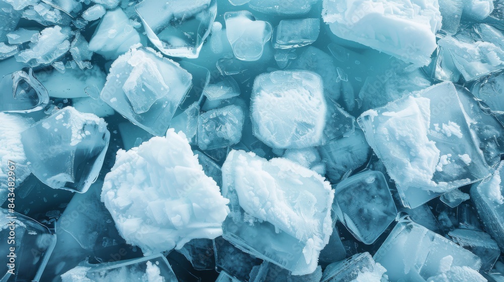 Abstract blue background depicting various ice chunks with visible cracks and textures. Abstract blue background depicting various ice chunks with visible cracks and textures.