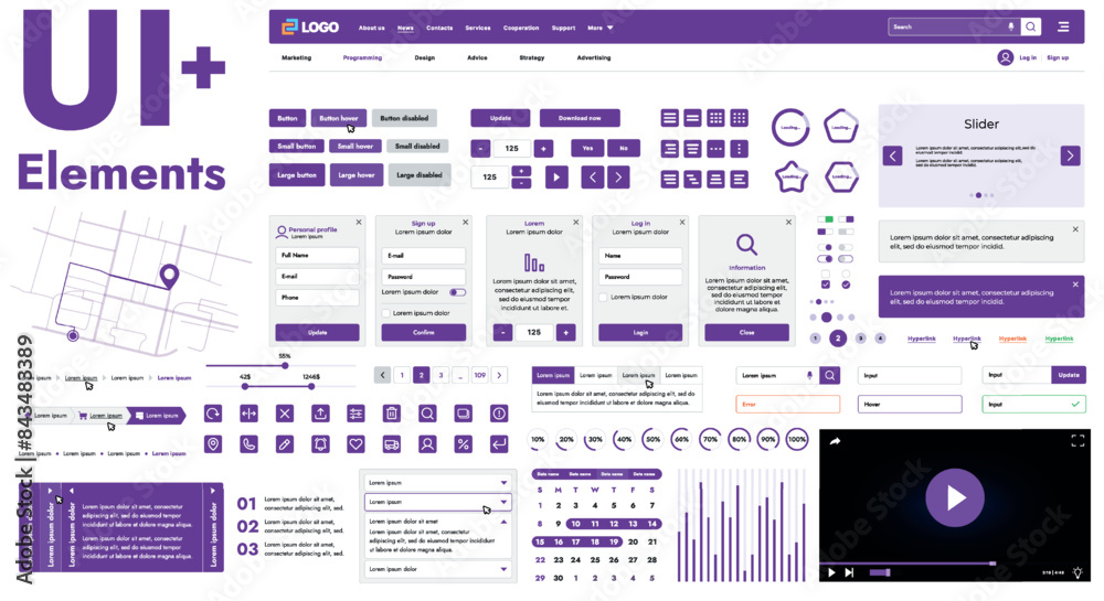 These graphic components provide a comprehensive approach to the development of interfaces that meet modern requirements for functionality and aesthetics in Internet resources.