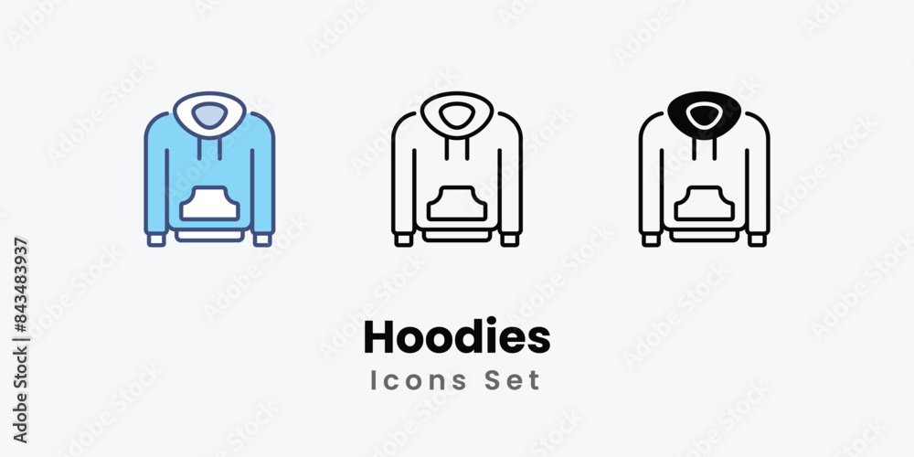 Hoodies icons vector set stock illustration