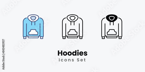 Hoodies icons vector set stock illustration
