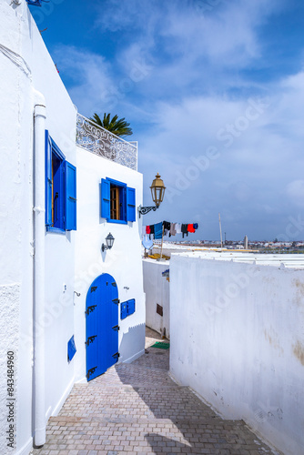 Rabat, Morocco - March 23, 2024: Traditional Moroccan architecture in the kasbah of Oudayas in Rabat photo