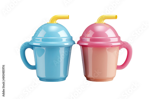 Modern Sippy Cups Isolated On Transparent Background photo