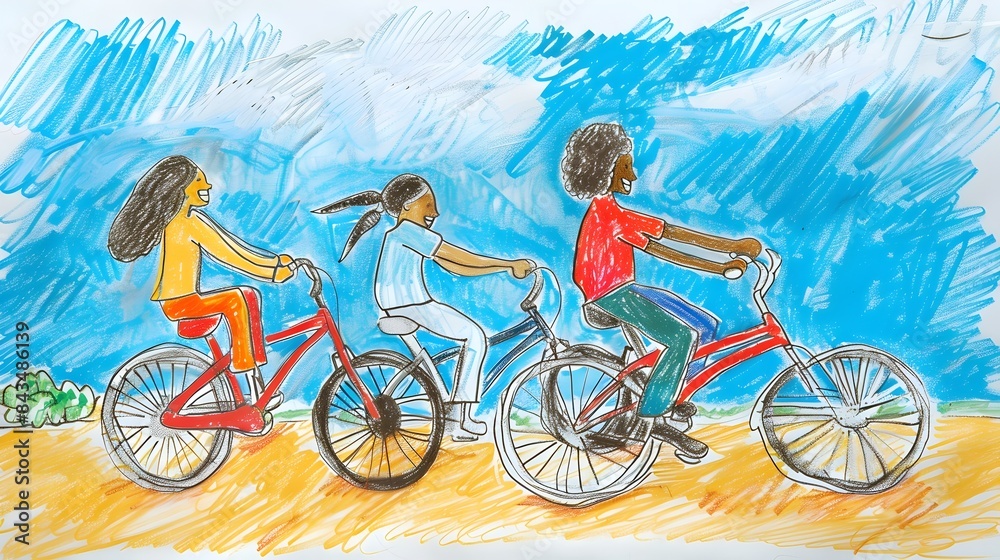 Fototapeta premium Friends Enjoying Bicycle Ride on Friendship Day in Scenic Outdoors