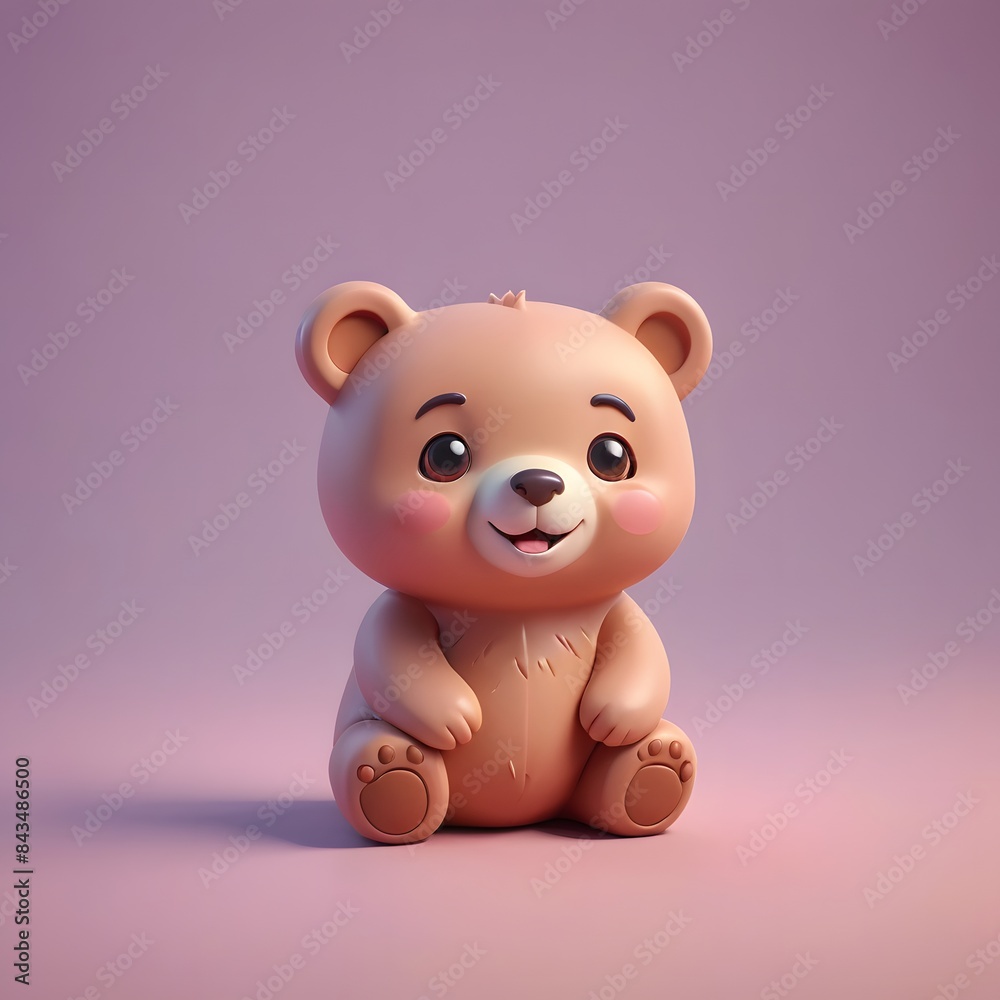 Naklejka premium a close up of a small toy bear sitting on a pink surface