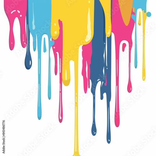 Colorful paint dripping isolated on white