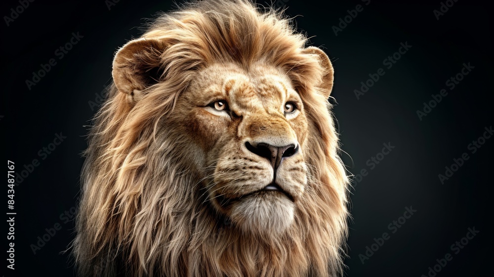A majestic lion isolated on a transparent background with a cinematic style. A majestic lion isolated on a transparent background with a cinematic style.