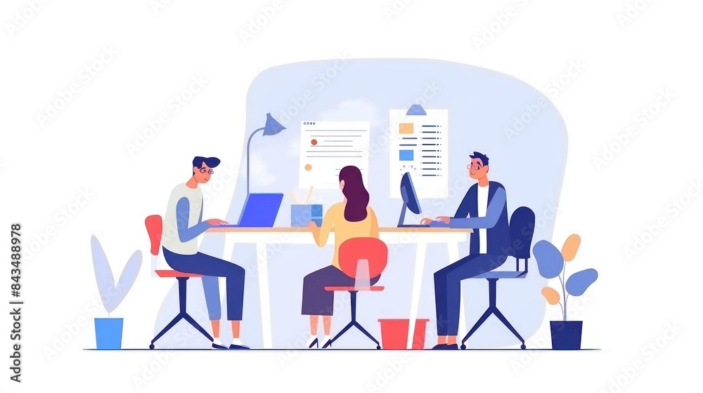 Managers work on projects together. Employee meeting Managers work on projects together. Employee meeting