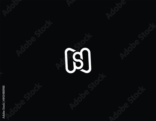 Minimal creative initial based SN logo and NS logo. Letter SN NS creative elegant monogram white color on black background