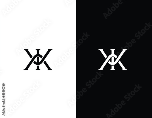  Abstract initial letter K and K logo, usable for branding and business logos, Flat Logo Design Template, vector illustration