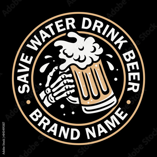 Skeleton hand holding beer glass