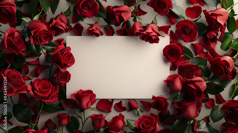 christmas card with red rose