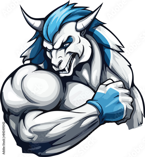 Wallpaper Mural Strong angry unicorn mascot flexing its arm Torontodigital.ca