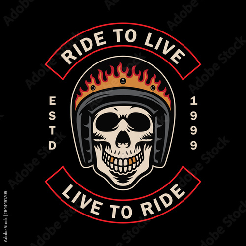 Vector illustration of a biker skull.For t-shirts, stickers and other similar products.