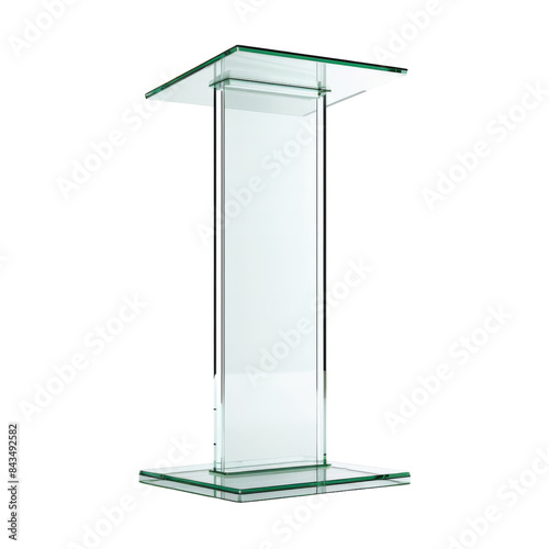 Authentic Snapshot: Sleek Glass Lectern Isolated On Transparent Background