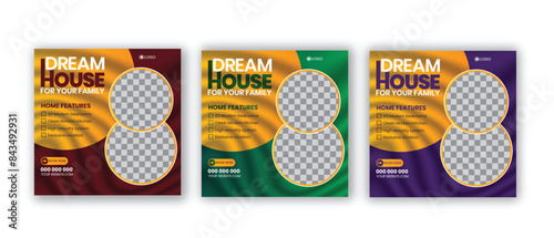 Real estate house sale property business promotional social media post, instagram post, facebook post, square web banner design template