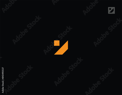Minimal Number 7 monogram in a geometric square shape with black background, useable for all type of use. 