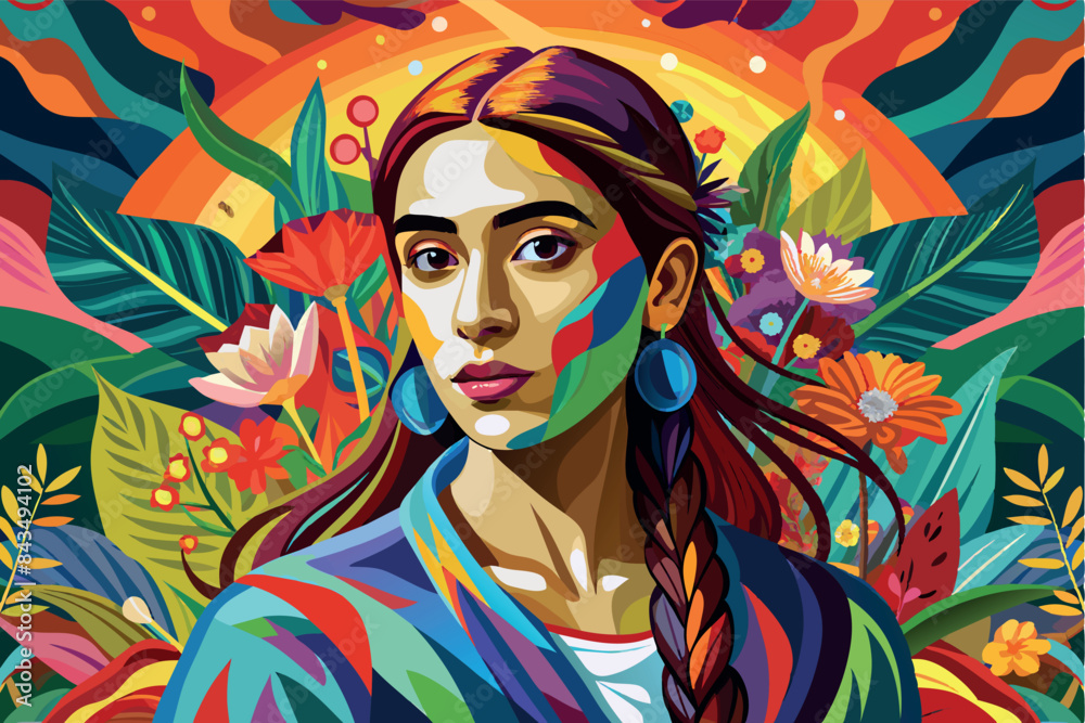 Girl artwork, There are also floral elements around her.Girl artwork, There are also floral elements around her. Girl artwork, There are also floral elements around her.Girl artwork, There are also floral elements around her.
