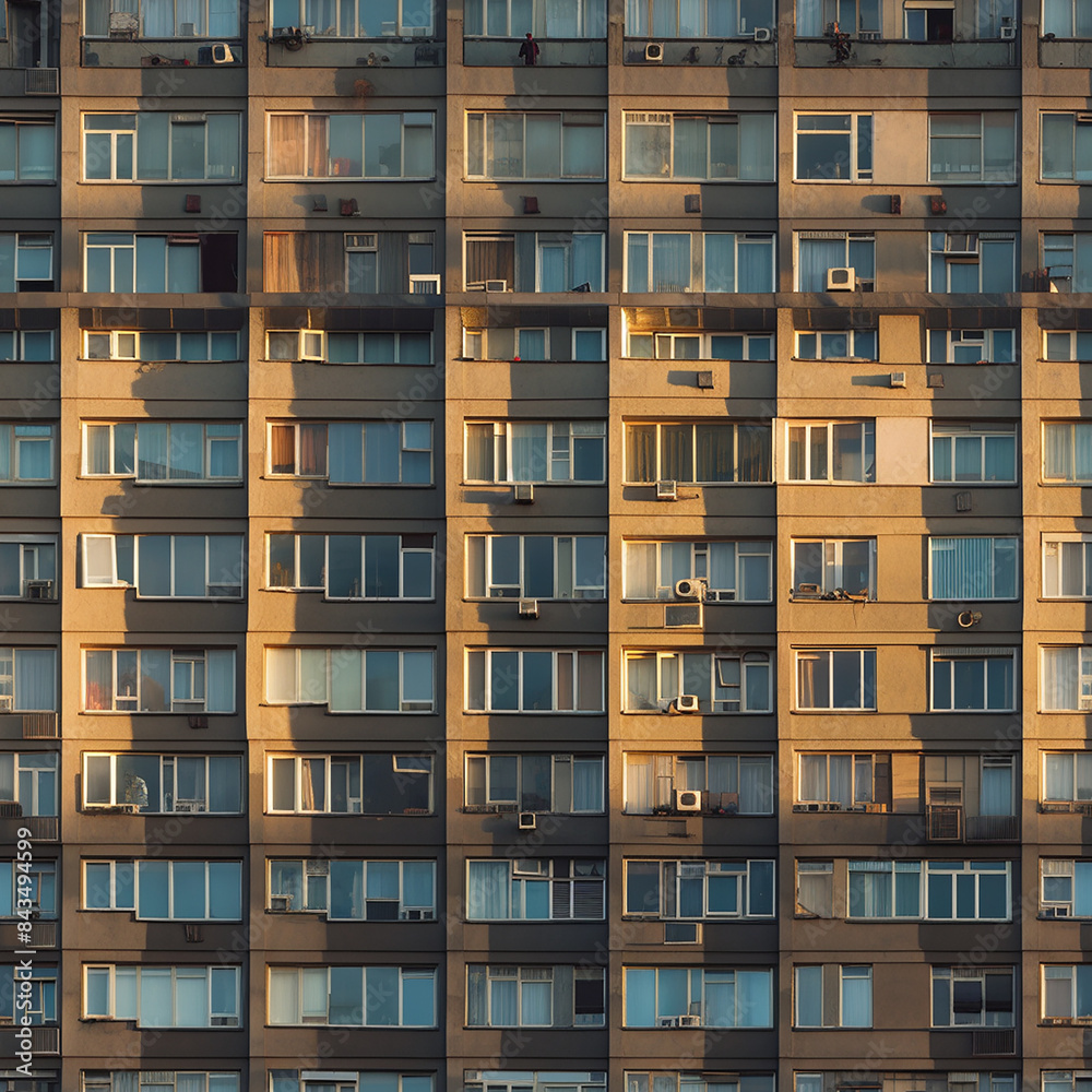 Old apartment building with balconies seamless pattern. Old apartment building with balconies seamless pattern.