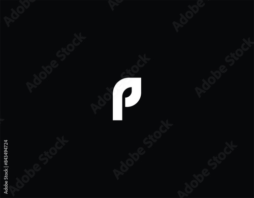 Letter P leaf logo in negative space 