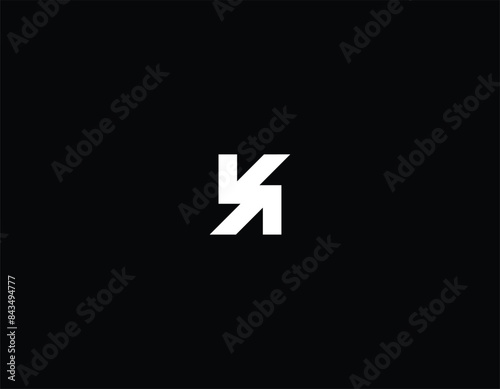 Letter AV or K logo minimal logo design idea with black background.  photo