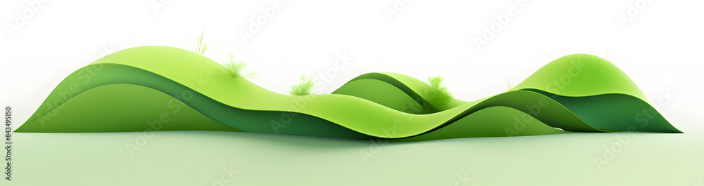 Fototapeta premium Green mountains, curved hills of grass illustration
