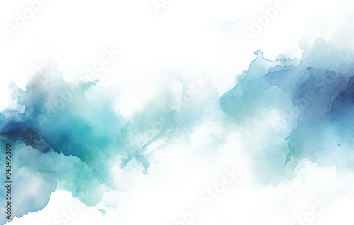 Watercolor blue background. Beautiful watercolor illustration of a wash of blue and white paint, dreamy sky background. Abstract smoke add a touch of texture and softness to the design