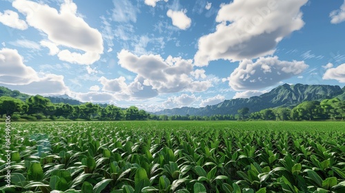 Lush Feedstock Fields for Sustainable Aviation Fuel Production Amidst Natural Landscapes
