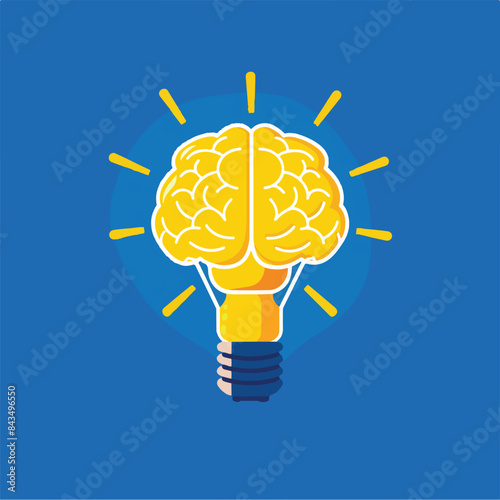 yellow brain on blue clear background 