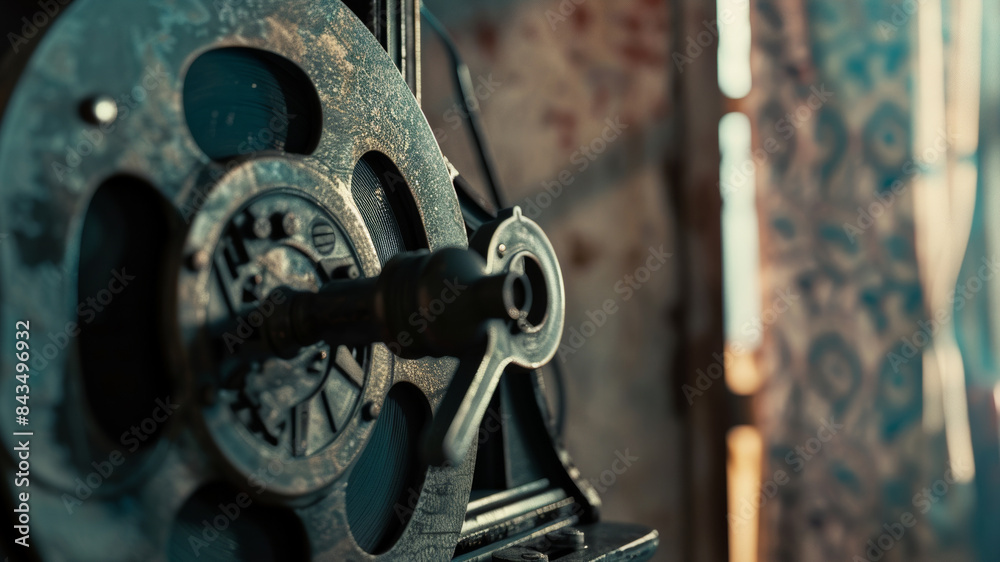 An old, intricately designed film projector stands in a warmly lit room, evoking nostalgia and the timeless art of traditional cinema. An old, intricately designed film projector stands in a warmly lit room, evoking nostalgia and the timeless art of traditional cinema.