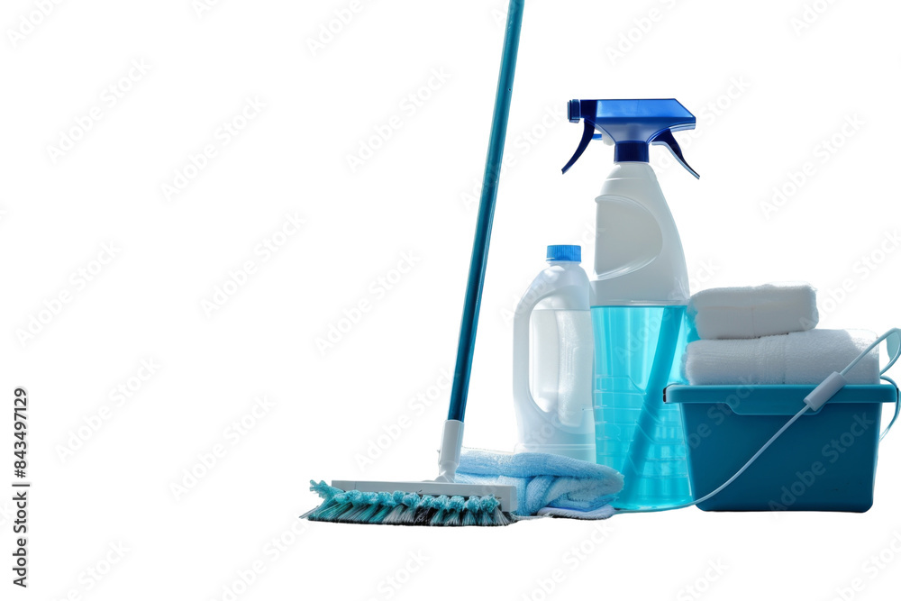 Genuine Snapshot: Window Cleaning Kits Close-Up Isolated On Transparent Background Genuine Snapshot: Window Cleaning Kits Close-Up Isolated On Transparent Background