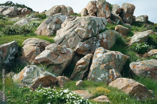 amous granite rocks at the cote de granite rose - generative ai