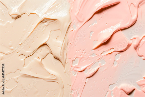Cosmetic smear cream texture on pastel background