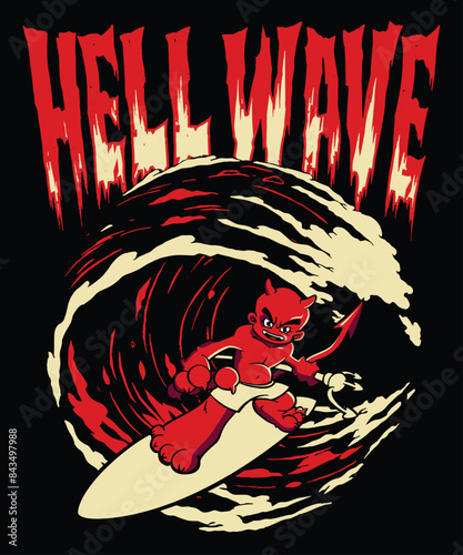 Hell wave Vintage Parody Cartoon Illustration