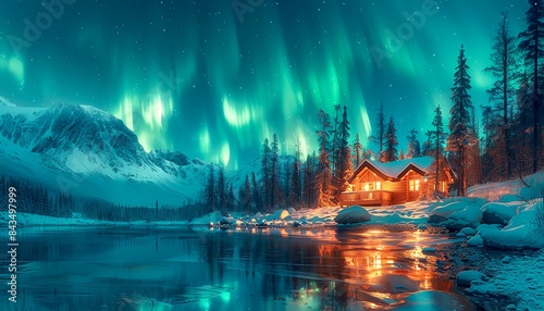 The aurora borealis dances in the night sky