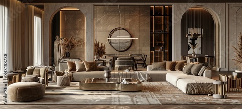 Exquisite apartment in soft neutral tones adorned with comfortable furnitre, elegent design and warm ambiance © Анатолій Алаликін