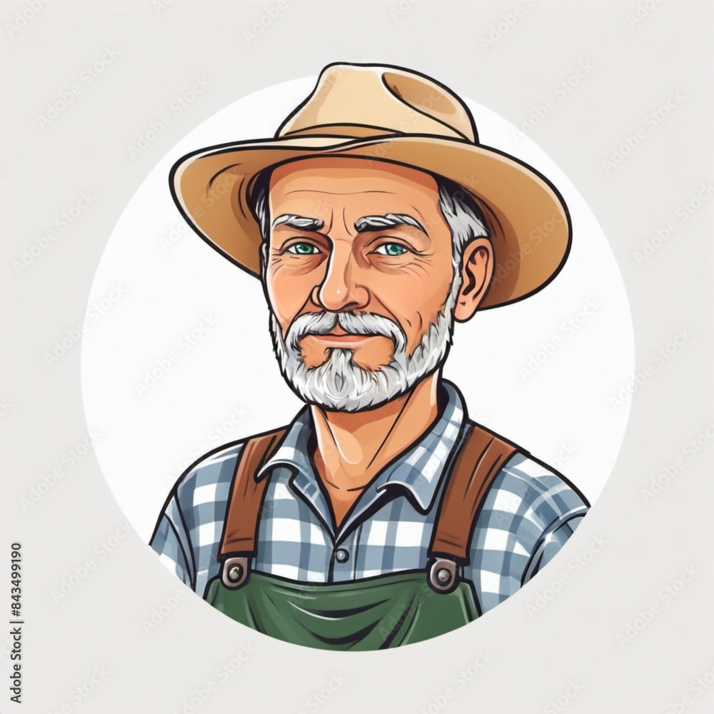A farmer is on the white background A farmer is on the white background