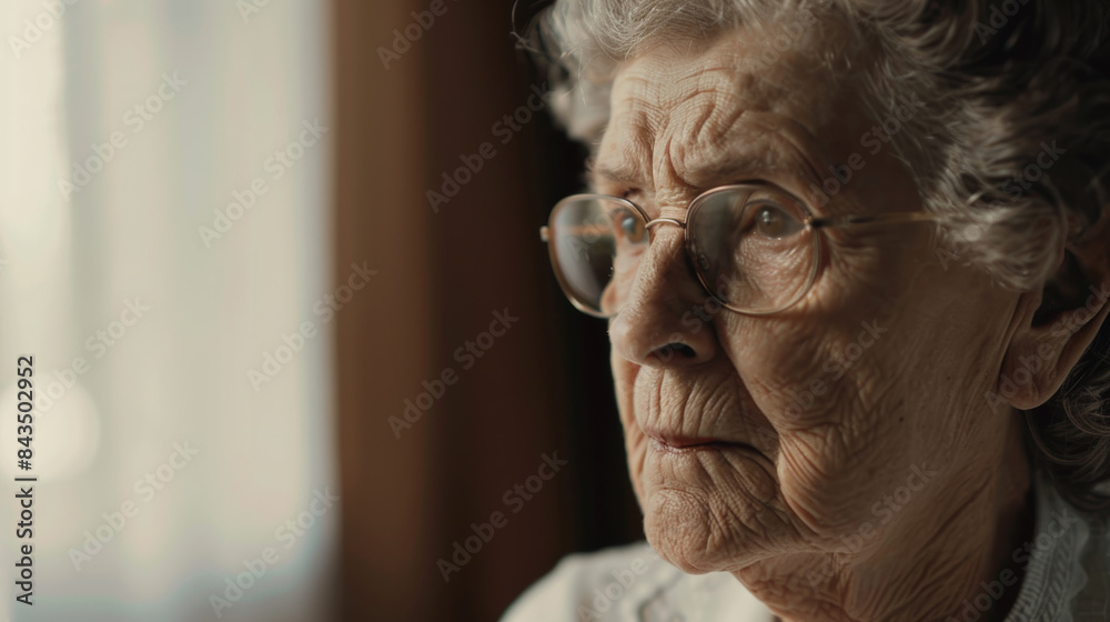 An elderly woman gazes pensively out the window, her face softly illuminated by daylight, symbolizing wisdom and reflection. An elderly woman gazes pensively out the window, her face softly illuminated by daylight, symbolizing wisdom and reflection.