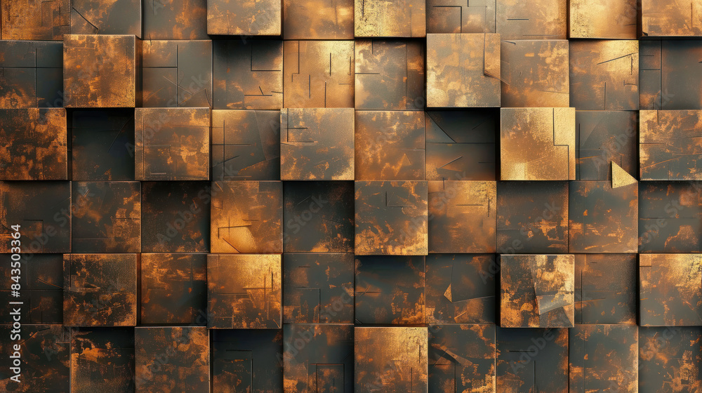 Square abstract olod gold and brown metallic background, cube minimalist luxury geometric wallpaper illustration Square abstract olod gold and brown metallic background, cube minimalist luxury geometric wallpaper illustration