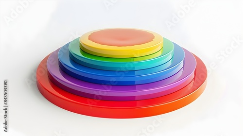 Vibrant Rainbow-Colored Glossy Podium on White Background for Advertisements