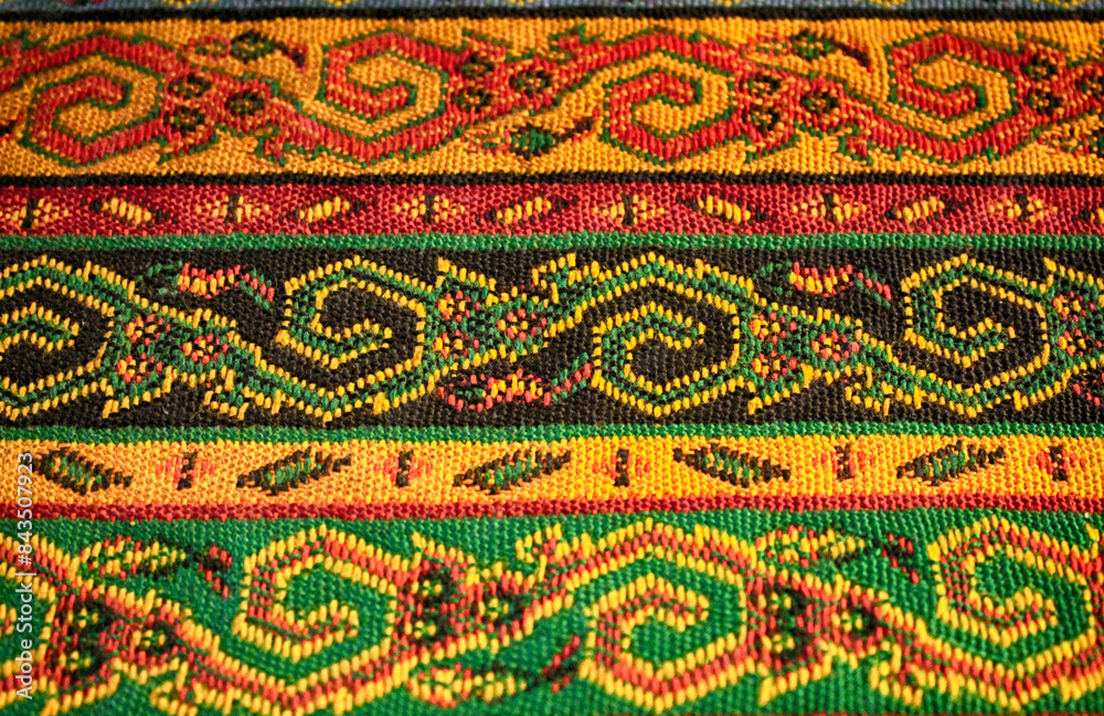 tablecloth decorated with Turkish carpet motifs
