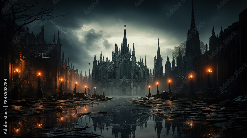 Obraz premium A towering gothic cathedral